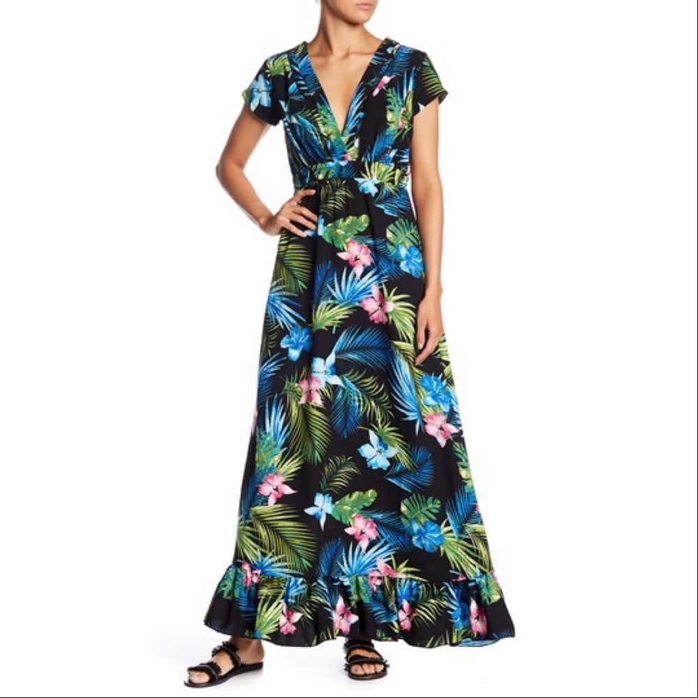 Tropical Printed Backless Midi Dress Size Small - Picture 7 of 8